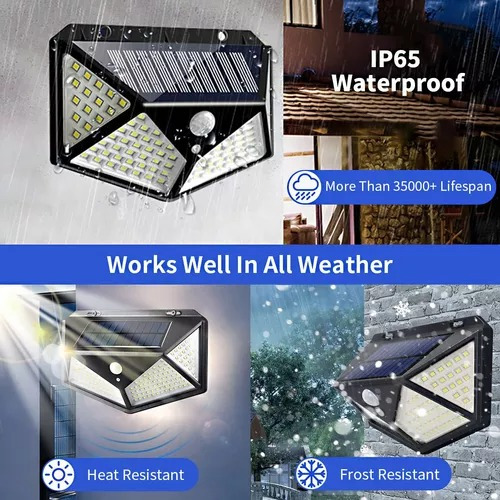 Combo X6 Reflector 100 Led Panel Solar Sensor Movimiento Negro Blanco Cálido