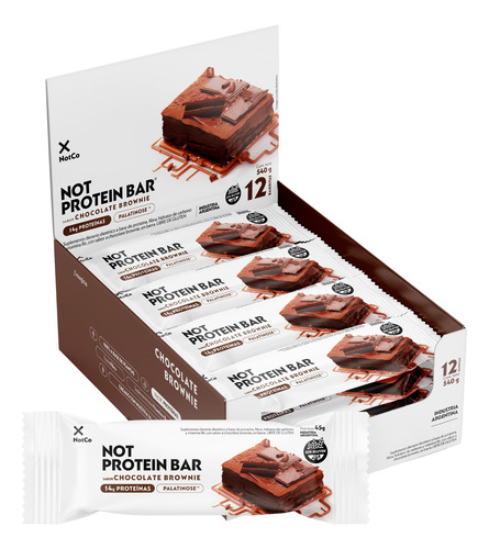 Not Protein Bar Chocolate Brownie Caja 12u - Notco Barra