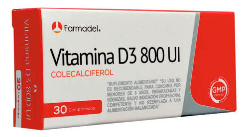 Vitamina D3 800 Ui - Farmadel (30 Comp)