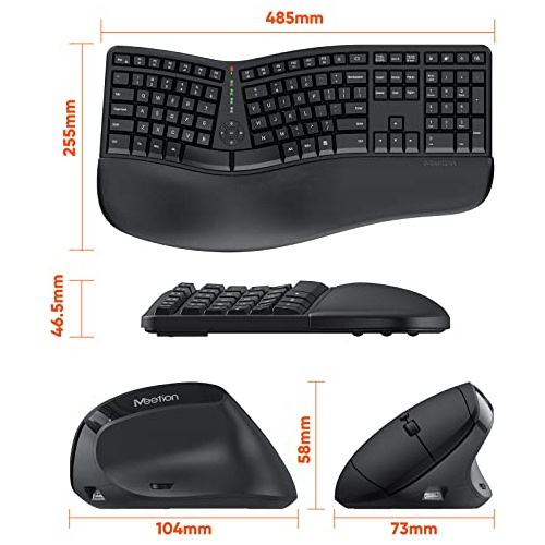 Teclado Y Mouse Ergonómicos Inalámbricos, Teclado Erg...