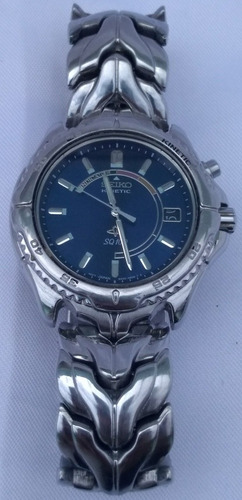 Reloj Seiko Kinetic Sq100 Titanium Mod 5m42-0a80 Esfera Azul