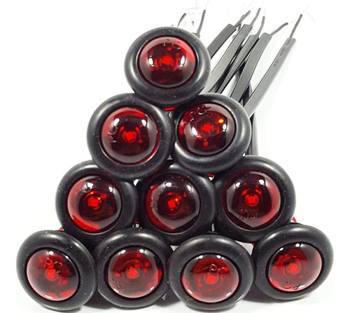 10 Usa Made 3/4  Red Led Clearance Marker   Grommet Lig...