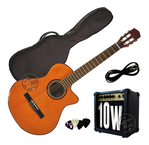 Guitarra Electrocriolla Corte Amplificador 10w + Accesorios