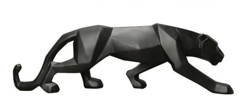 Pantera Negra Dourada Escultura Estatua Decoraçao Leopardo