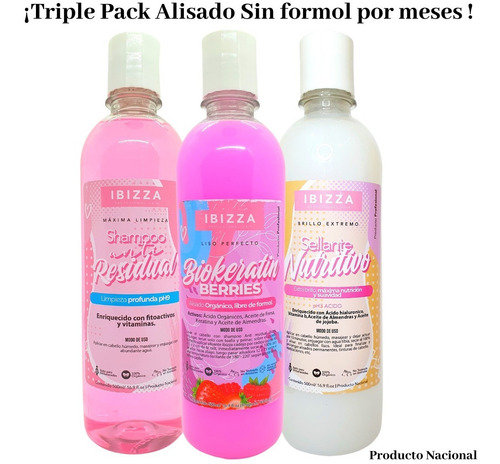 Imagen 2 de 5 de Pack Shampoo Antiresiduos +alisante Sin Formol+ Crema Acida