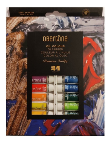 Kit Estuche Pintura Óleo Obertone Arte Tubo 24 Colores 12 Ml