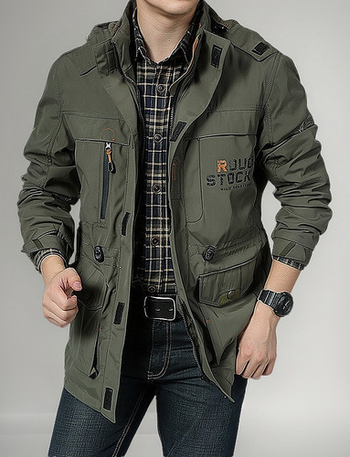 Chamarra Casual De Hombre De Talla Grande For Escalada Al A