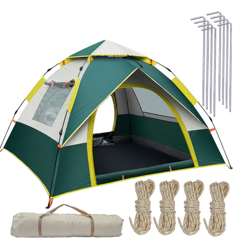 Barraca Camping Praia Automatica Impermeavel 3-4 Pessoas 210*200*130cm, Duas Portas E Duas Janelas, Ventilação De Quatro Lados, Abertura Rápida