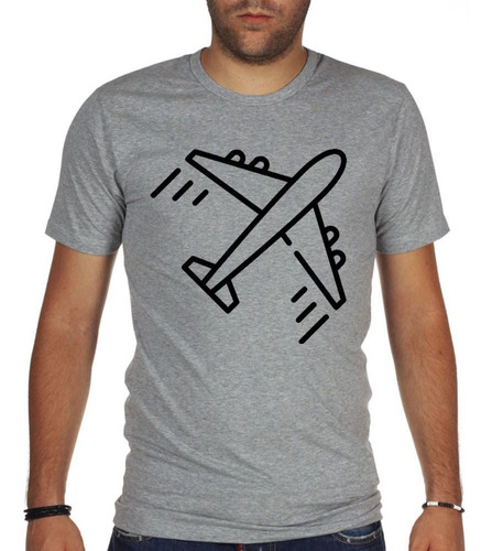 Remera De Hombre Avion Plane Negro Black Imagen Silueta