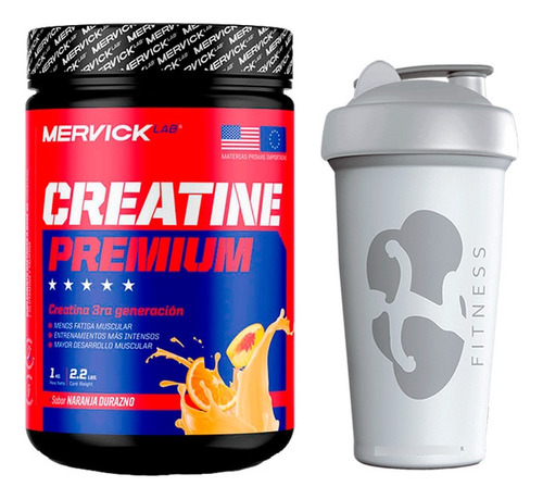 Creatina Premium Mervicklab - Naranja Y Durazno X 1kg + Vaso