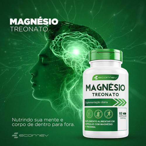 Magnesio Treonato + D3 2.000ui K2 Mk7 149mcg 120cáps Ecomev Sabor Sem sabor