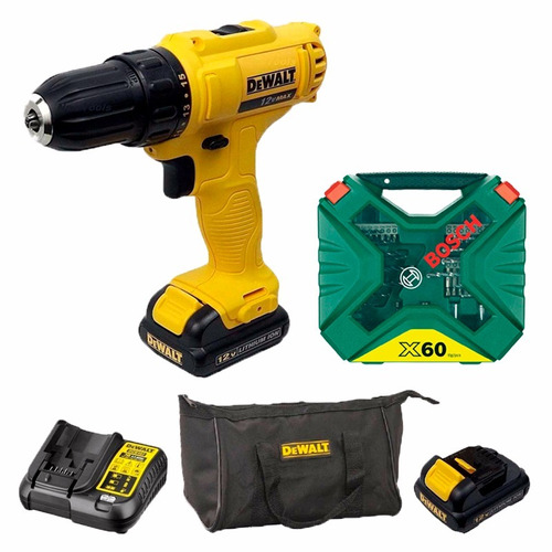 Taladro Atornillador Dewalt Dcd700c2 + Set Bosch 60 Piezas