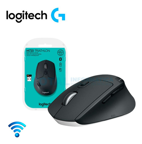 Mouse Ergonómico Logitech Óptico M720 Bluetooth Usb 1000dpi