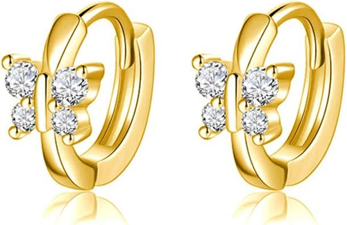 Lindos Aretes De Aro Pequeños De Mariposa De Plata De Ley 92