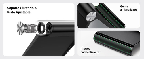 Soporte de Escritorio UGREEN para Teléfono Celular Ajustable de 0° a 100° Goma Antiarañazos Antideslizante Amplia Compatibilidad con dispositivos de 4'' a 7.9'' Plegable ABS Color Negro