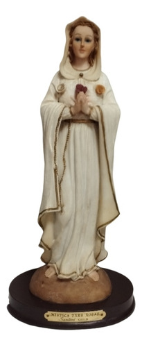Figura Religiosa Virgen Rosa Mística Resina Santini 29cm 