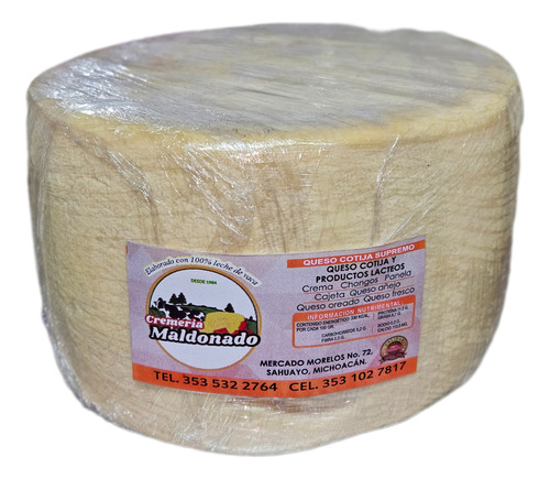 Queso Cotija Semi Seco 3kg 100% Leche De Vaca