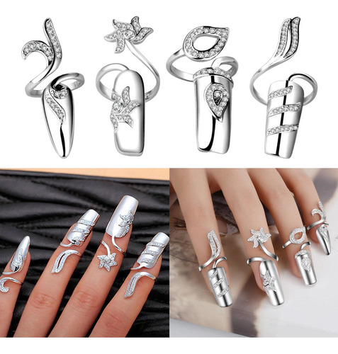 Anillos De Punta De Dedo Abiertos Para Cubierta De Plata