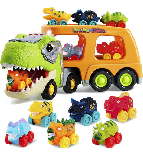 Camión De Juguete Con Forma De Dinosaurio Con 6 Vehículos De