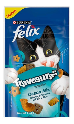 Imagen 1 de 1 de Alimento Gato Felix Travesuras Ocean Mix 59.5g Purina