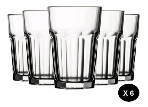 Juego 6 Vaso Vidrio Templado 420 Ml Casablanca Pasabahce Color Transparente