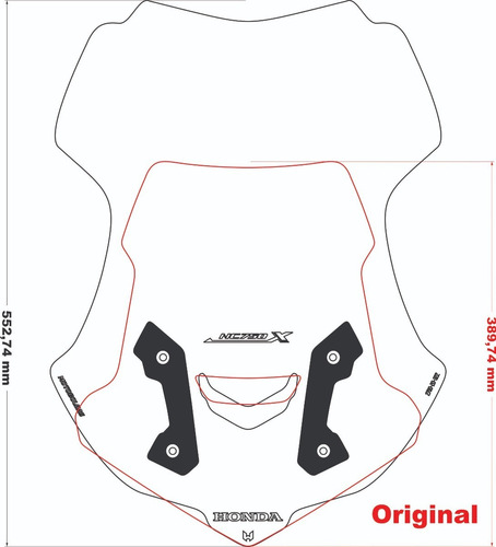Moto Bolha Honda Nc750x Alongada 53 Cm Cristal/fume