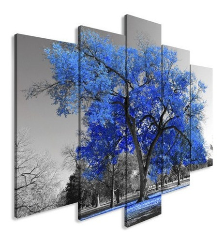 Quadro Decorativo 129x63 Sala Quarto Árvore Azul Cor Borda Infinita