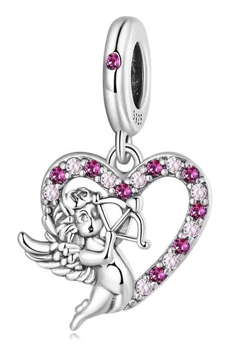 Dije Corazon Doble En Plata 925 Charm Para Pulsera