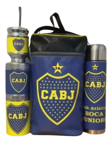 Set Matero Con Funda De Ecocuero. Club Boca Juniors.