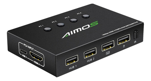 Aimos 4k @60hz Switch Selector De Conmutador Usb De 4 Puerto