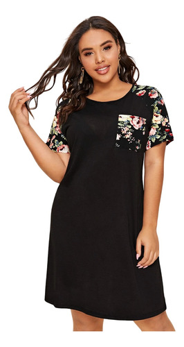 Vestido Casual Floral Estilo Camiseta Tallas Grandes