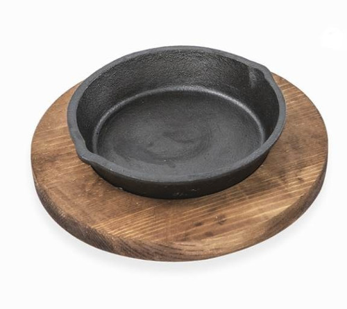 Comal De Hierro Para Queso 15cm Con Base Madera