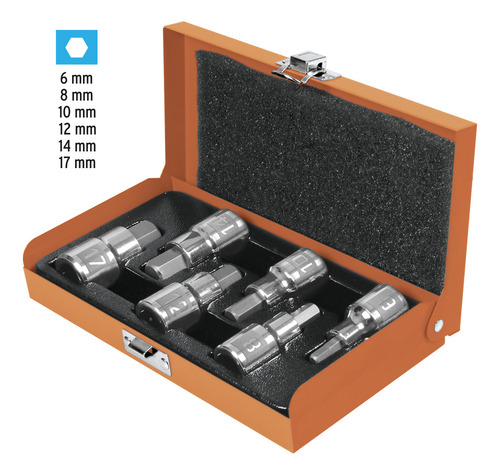 Juego Dados Punta Hexagonal Cuadro 1/2' 6 Piezas Mm 13926