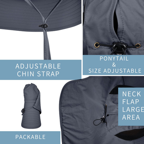 Sombrero De Sol Unisex Con Protección Uv Upf 50 Y Solapa