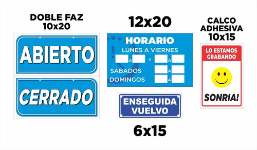 Cartel Horarios Abierto/cerrado 15x20 Pack Personalizado