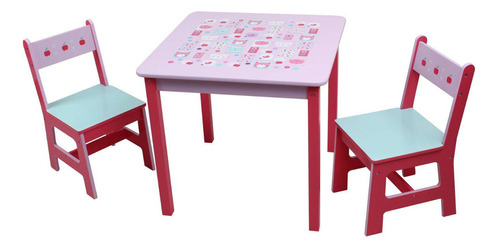 Set Juego De Mesa Y Sillas X2 Infantil Niños Comedor Living 