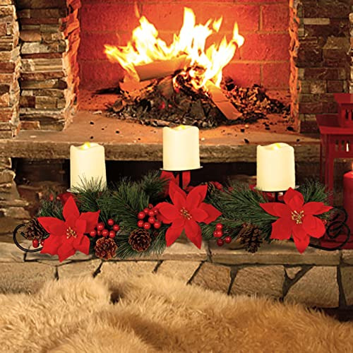Centro De Mesa De Navidad De Mortime Con 3 Porta Velas, Deco