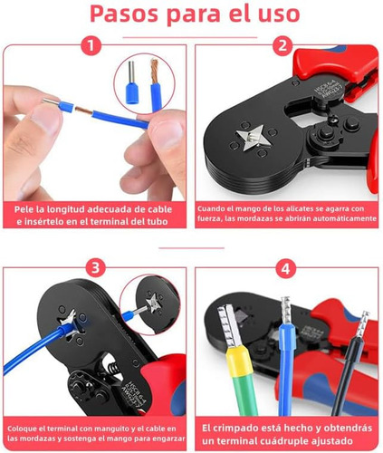 Crimpadora De Terminales Kit 2000 Piezas, Pinza Crimpadora Terminales Prensar Cables Ajustable, Herramientas Alicates Terminales Y Conectores Eléctricos Alambre, Juego Engarzadoras 0.5mm-6 Mm² Proway