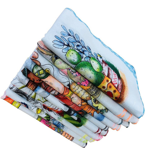 Imagem 1 de 2 de Pano De Prato Atacado Estampado Festone Kit Com 10 Peças