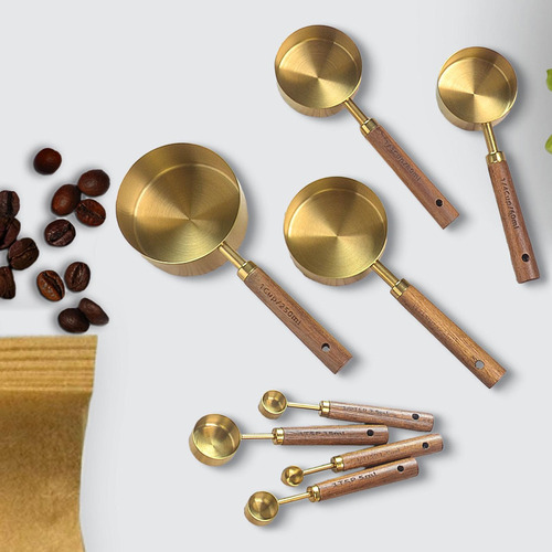 Juego De 8 Tazas Medidoras Y Cucharas, Apilables Para