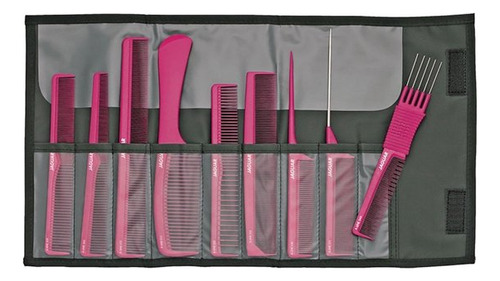 Set De 9 Peines De Carbono Rosa Jaguar 