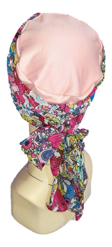 Turbante Gorro Dama Elegante Con Mascada Oncólogico Quimio Color Rosa Con Estampado