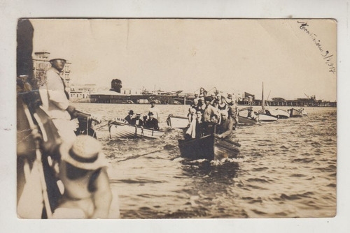 1917 Postal Fotografia Real Embarcando En Bahia Montevideo