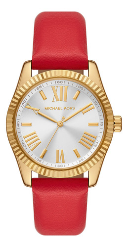 Michael Kors Mujer Michael Kors Mk4747 Lexington Color de la correa Rojo Color del bisel Dorado Color del fondo Plateado