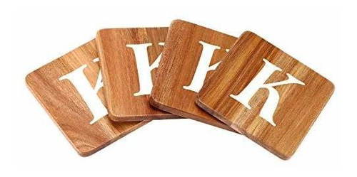Wood Coasters For Drinks - 4-pack Square Cup Coasters Person
