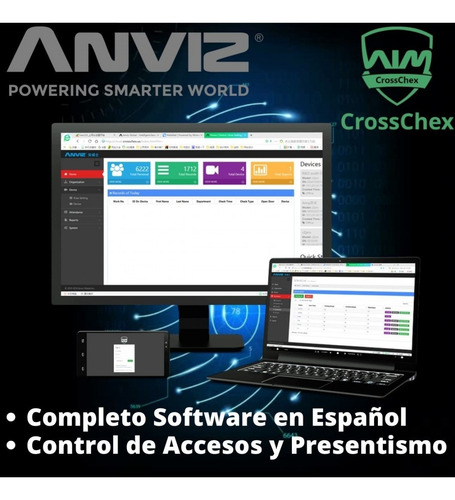 Control Horario Anviz Gc100 Tiempo Y Asistencia Biometrico Negro