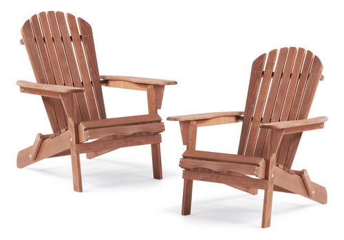 Juego De 2 Sillas Adirondack Plegables De Madera Para Exteri