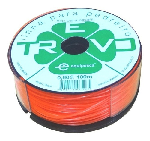 Kit 10 Linha Nylon Pedreiro 0,80mm X 100m Laranja Equipesca