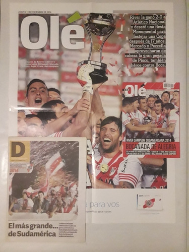 River Campeon Sudamericana 2014 (revista+suplemento+poster)