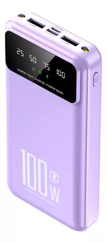 Power Bank SAIVIEK KJ-K70 20000mah Batería Externa 20W Carga Rapida Para  Android,iPhone,Cargador Portátil Pila Con dos luces LED,Banco de Energía  con 4 Salidas y 2 Entradas(2 USB-A, V8, Tipo C)Violeta